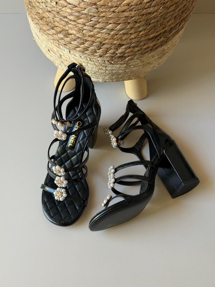 Chanel Pearl Strap High Heel Sandals