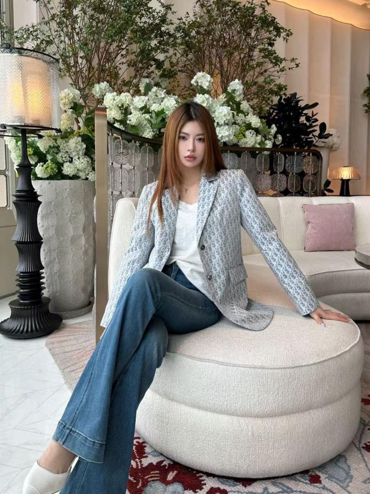 Dior Light Blue Monogram Blazer