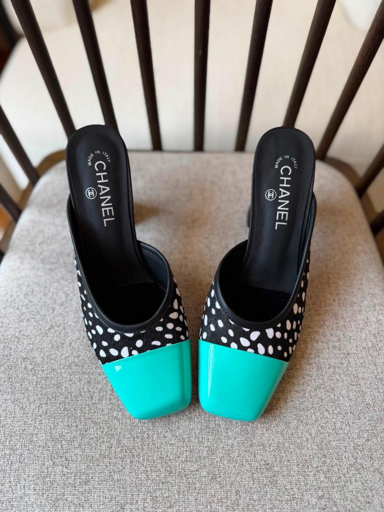 Chanel Cap Toe Mule Block Heel