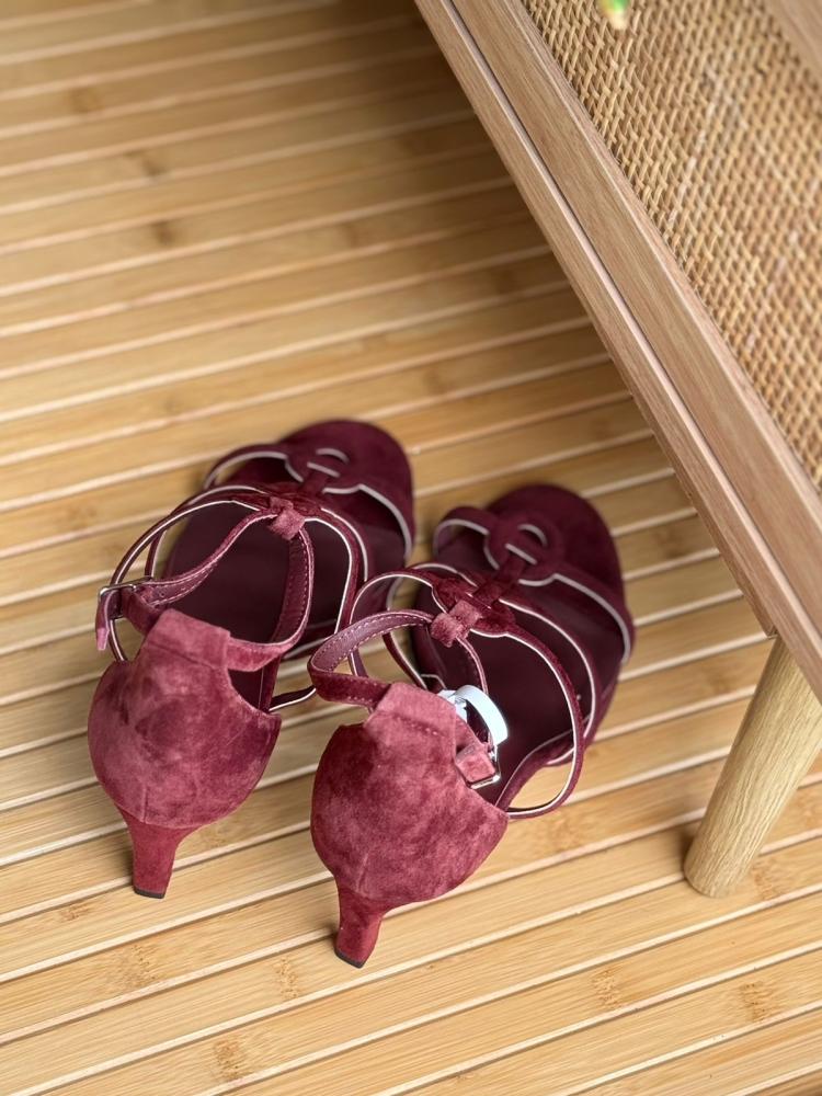 Hermes Suede Strappy Heel Sandals