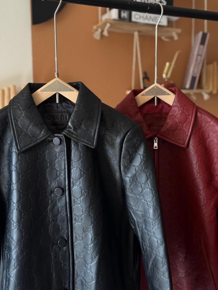 Gucci Embossed Leather Jacket