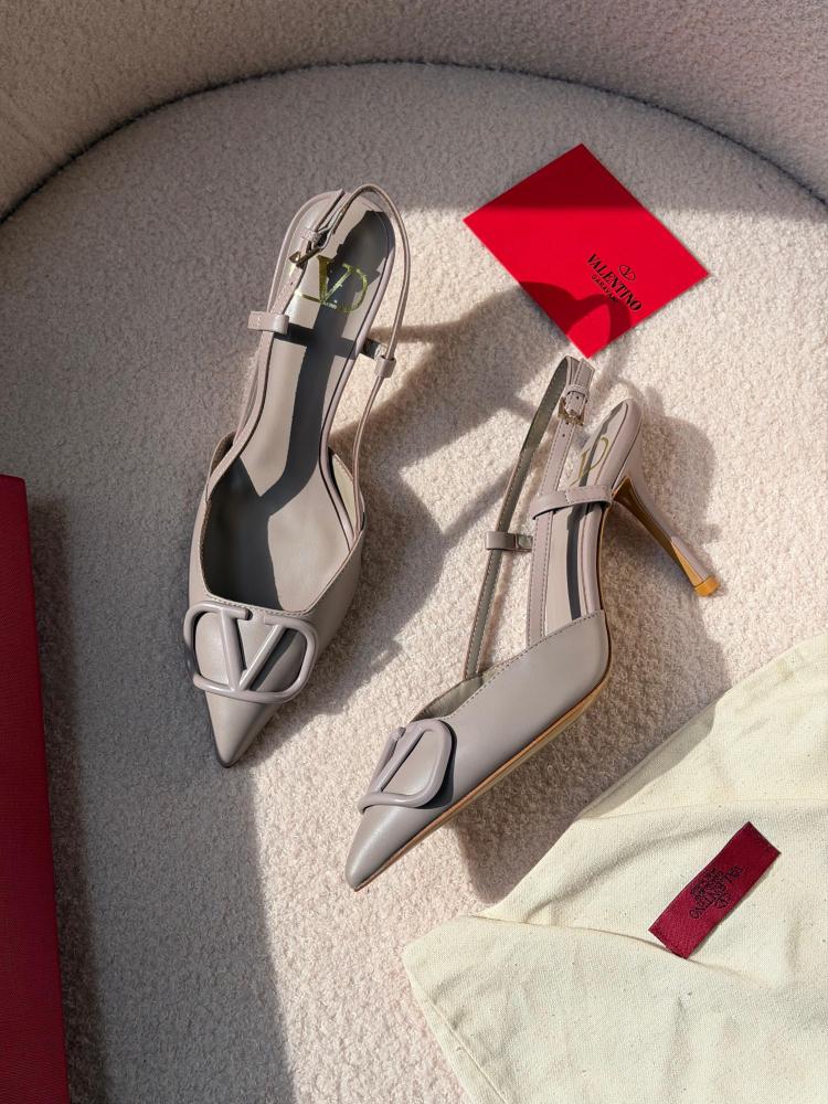 Valentino VLogo Slingback Leather Heels