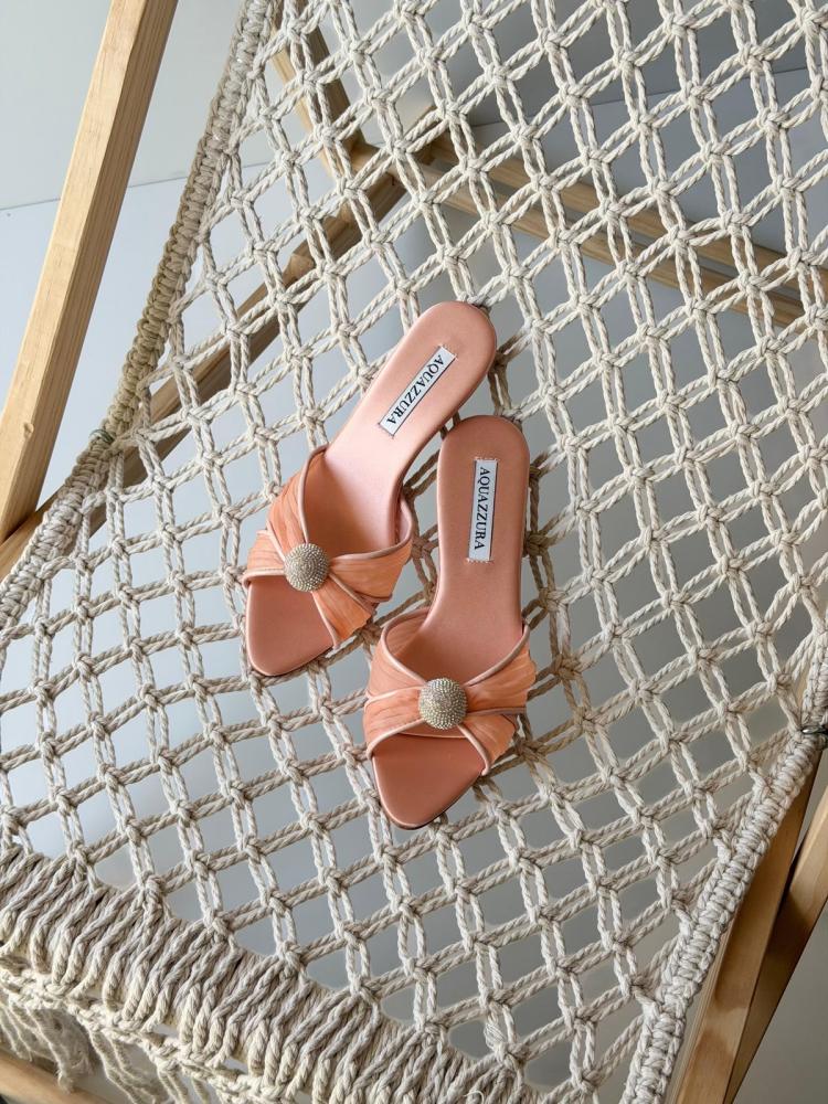 Aquazzura Crystal Bow Mule Heel
