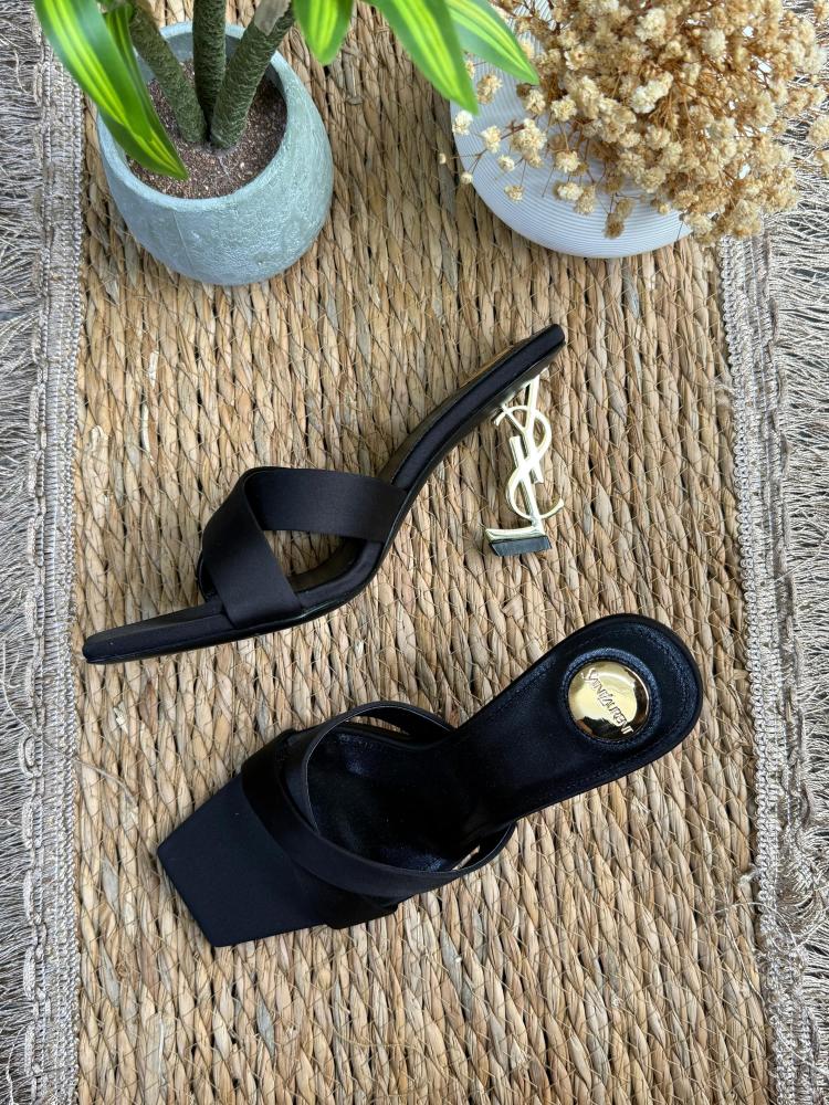 Saint Laurent YSL Logo Heel Slide Sandals