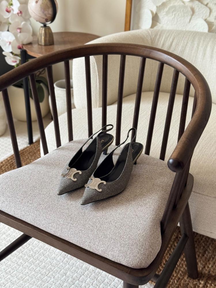 Celine Triomphe Glitter Slingback Pump