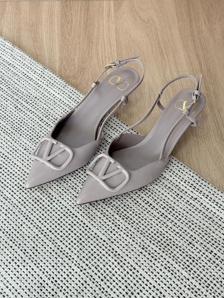 Valentino Matte V-Logo Slingback Heels