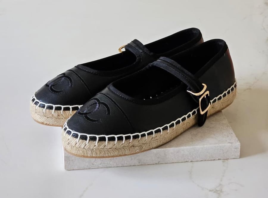 Chanel CC Embroidered Mary Jane Espadrille