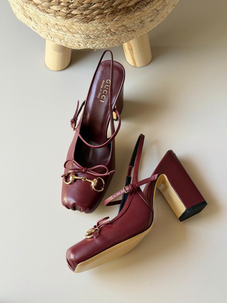 Gucci Slingback Block Heel Shoes
