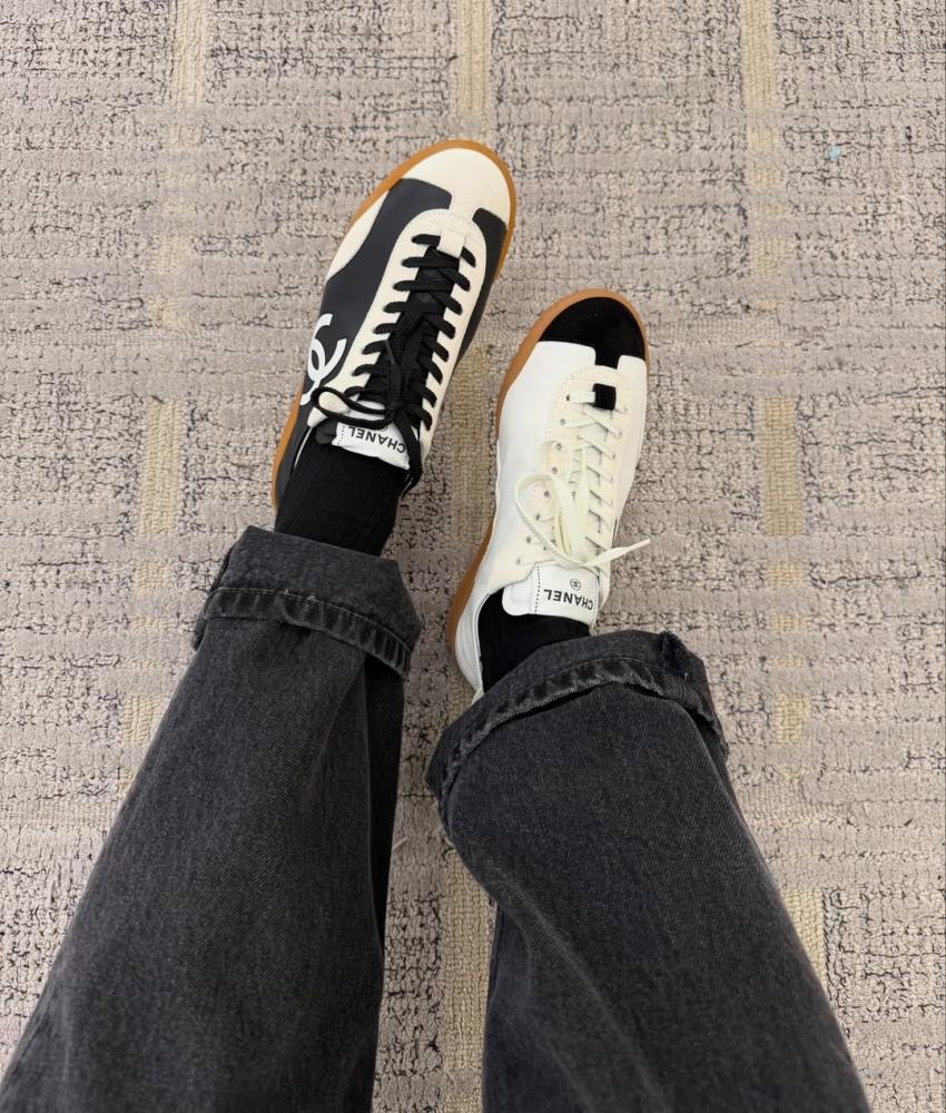 Chanel Two Tone Leather Sneakers
