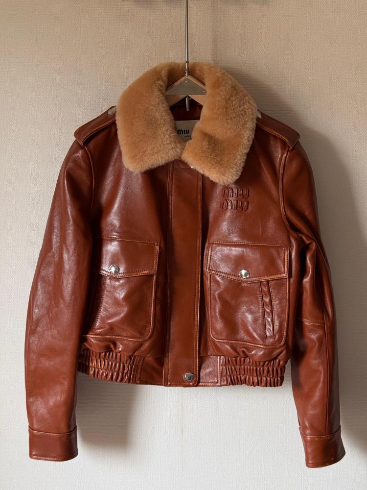 Miu Miu Leather Jacket & Skirt Set