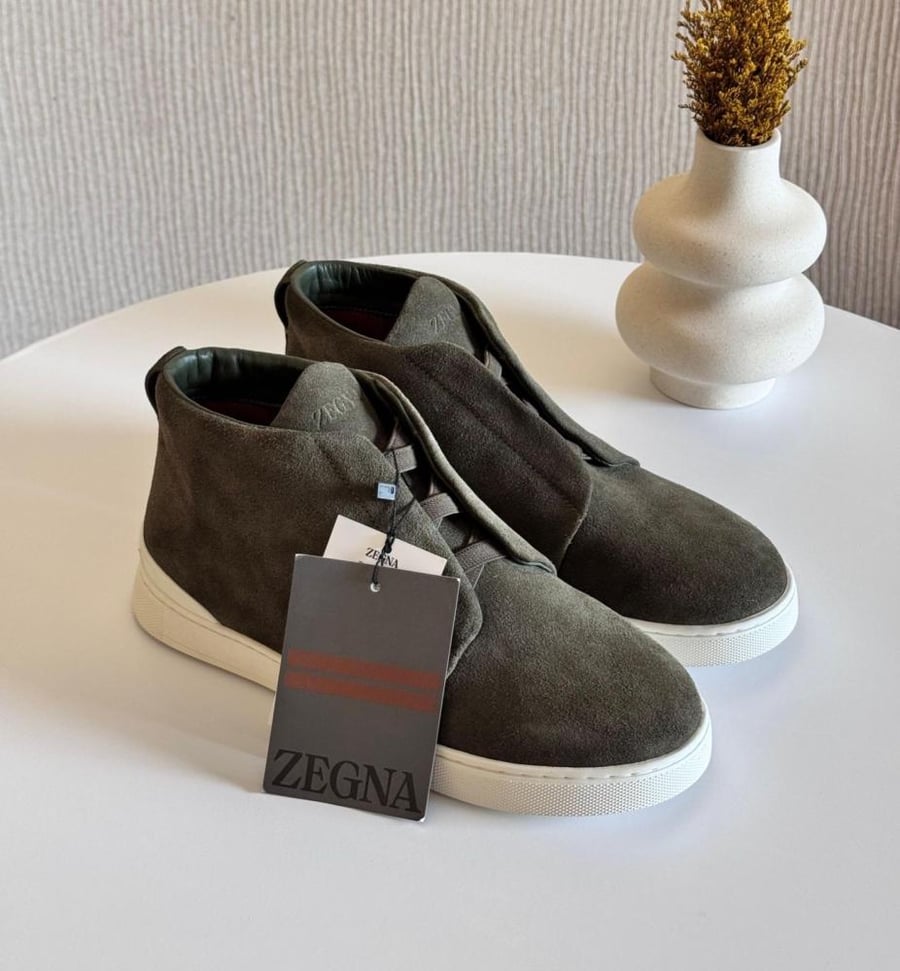 Zegna High-Top Leather Sneakers