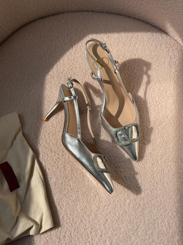 Valentino VLogo Crystal Slingback Heels