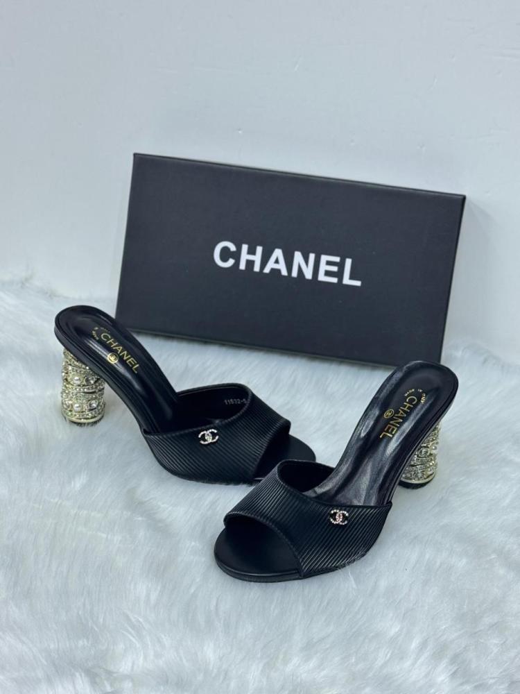 Chanel Embellished Heel Mules