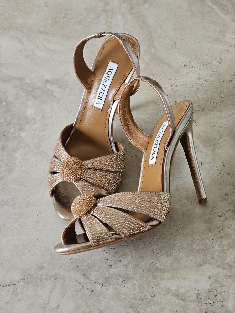 Aquazzura Crystal Knot Sandal Heels