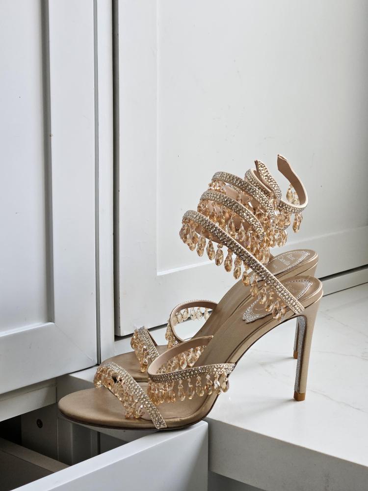 Rene Caovilla Crystal Embellished Spiral Sandals