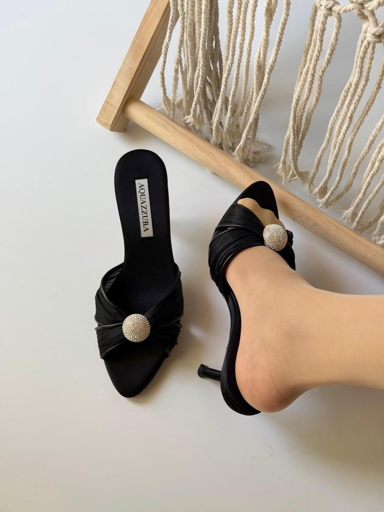 Aquazzura Crystal Bow Mule Heel