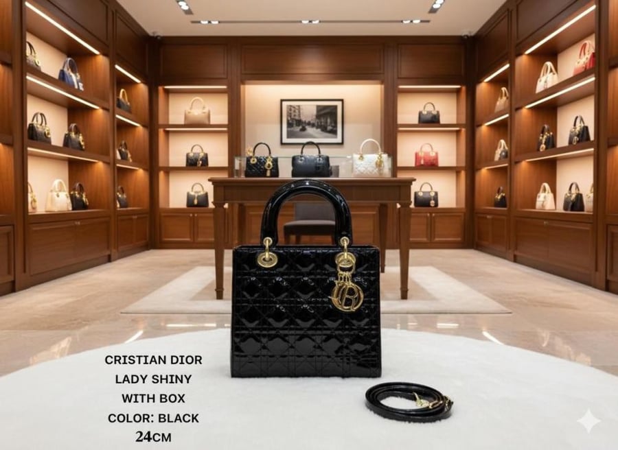 Dior Lady Shiny 24 Top Handle Bag