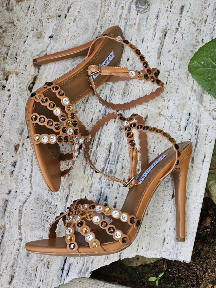 Aquazzura Tequila Crystal Embellished Heel Sandal