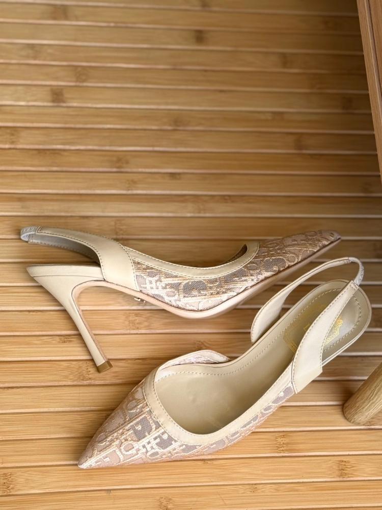 Dior Slingback Mesh Logo Heels