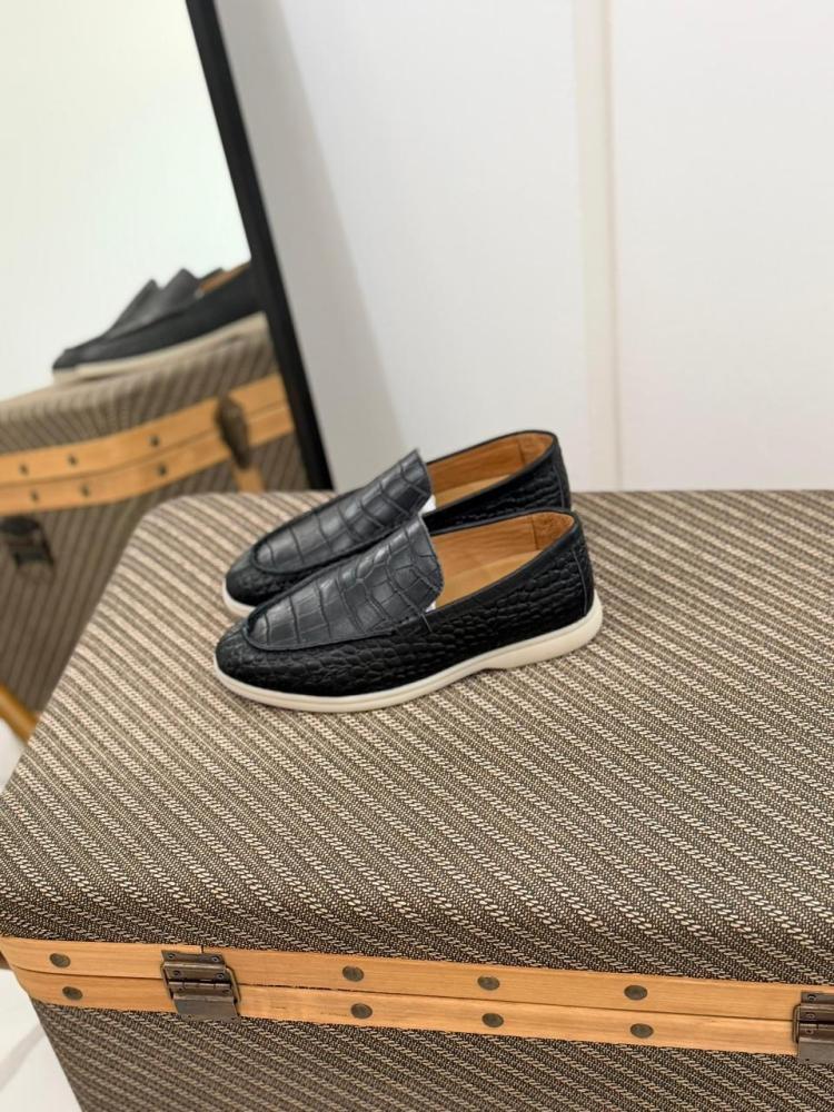 Loro Piana Crocodile Pattern Loafers