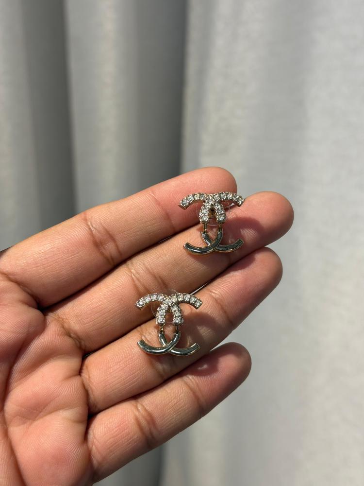 Chanel CC Double-Sided Crystal Earrings