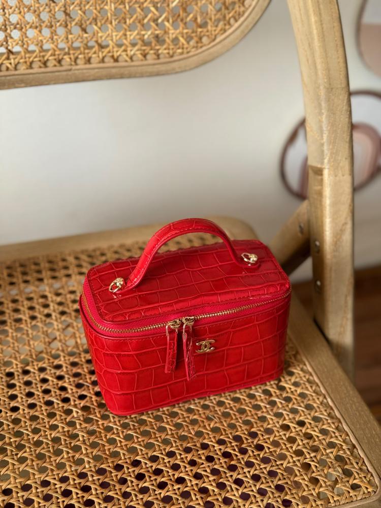 Chanel Croc Vanity Top Handle Bag