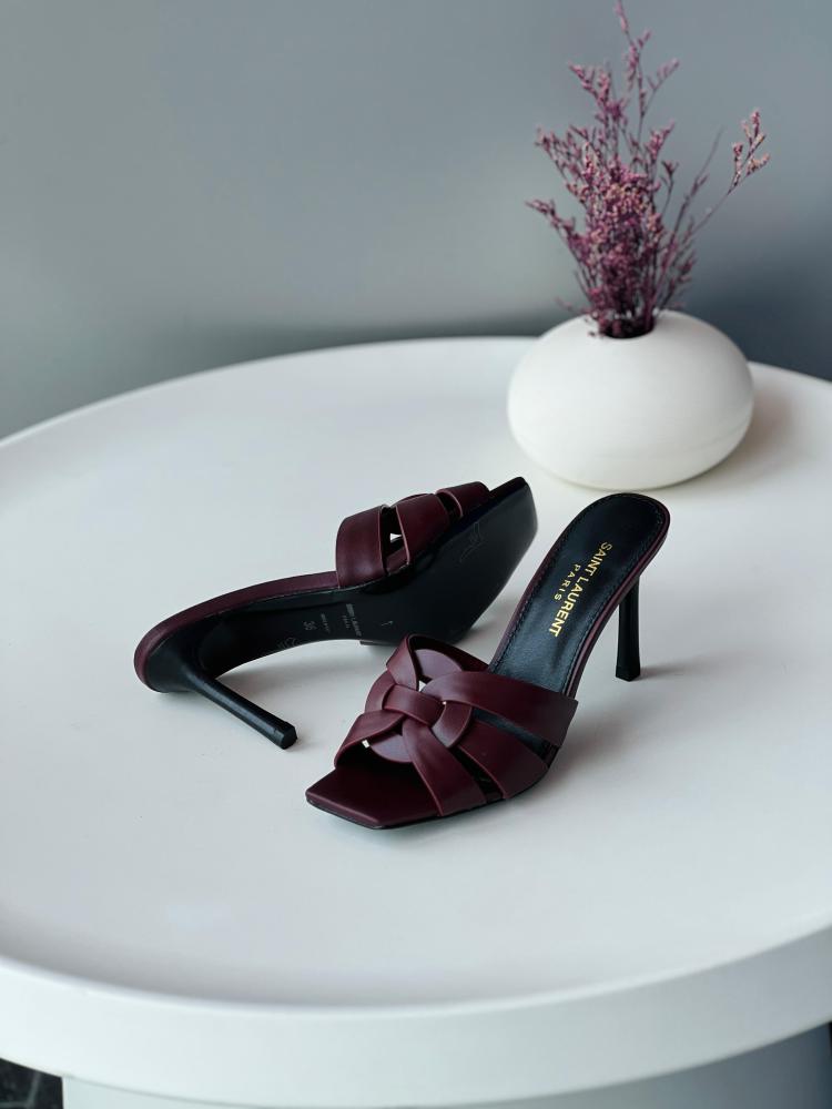 Saint Laurent YSL Braided Strap Mules Heels