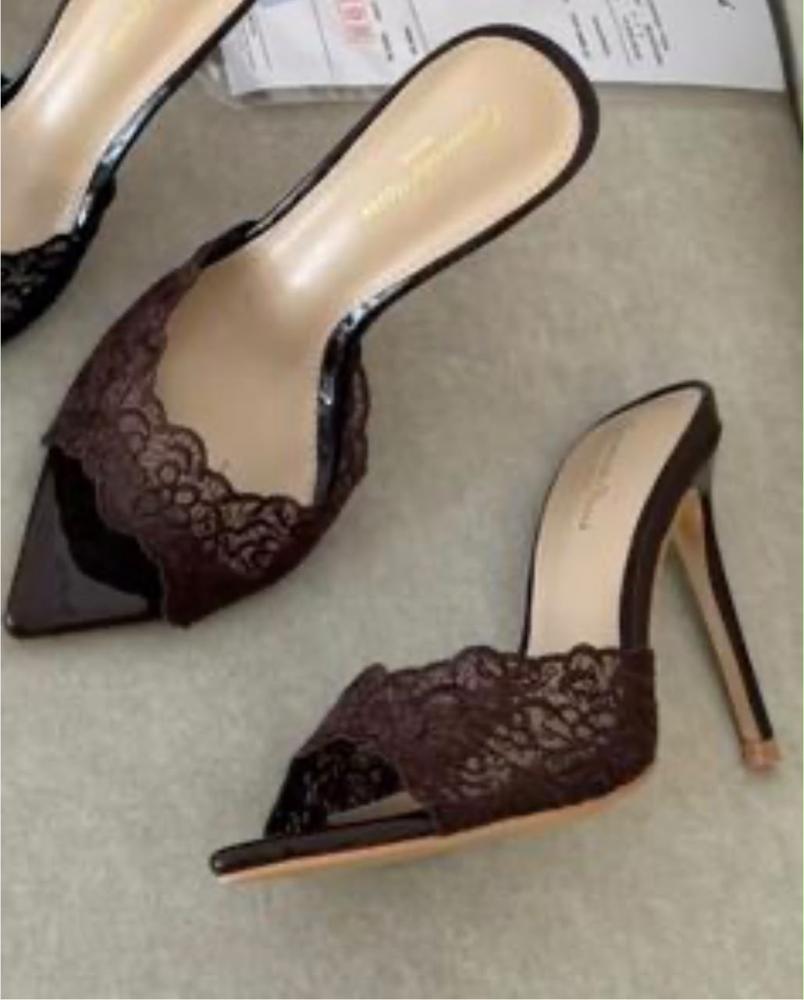 Gianvito Rossi Lace Embroidered Mule