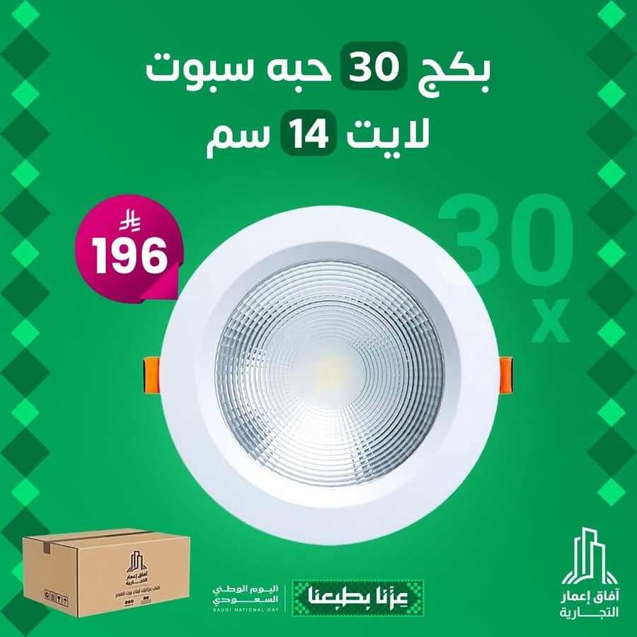 كرتون 30 حبة كشاف سبوت لايت ليد 14 سم شن فو