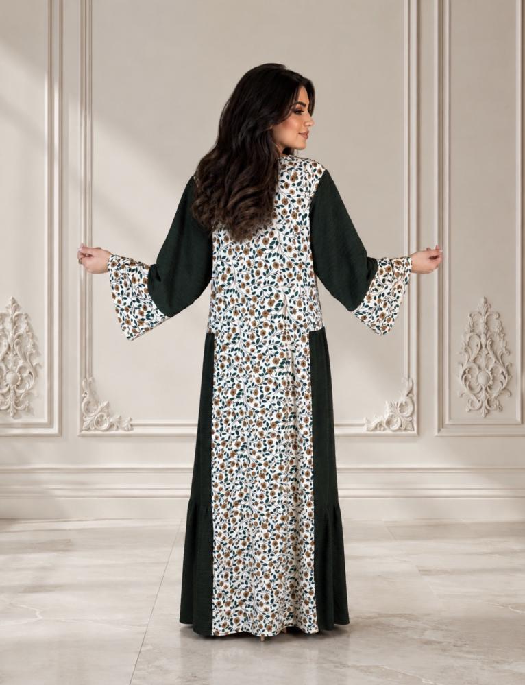 جلابية كريب مجعد اخضر