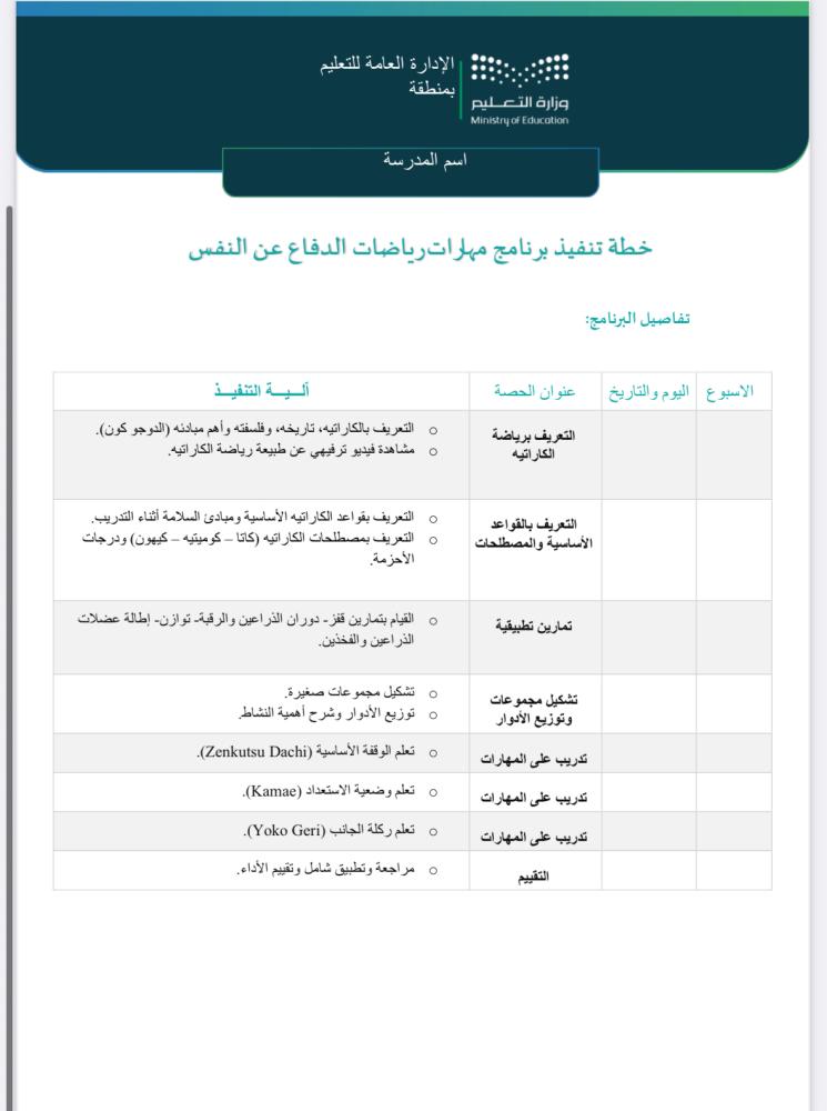 خطة وتقرير الدفاع عن النفس طفولة مبكرة