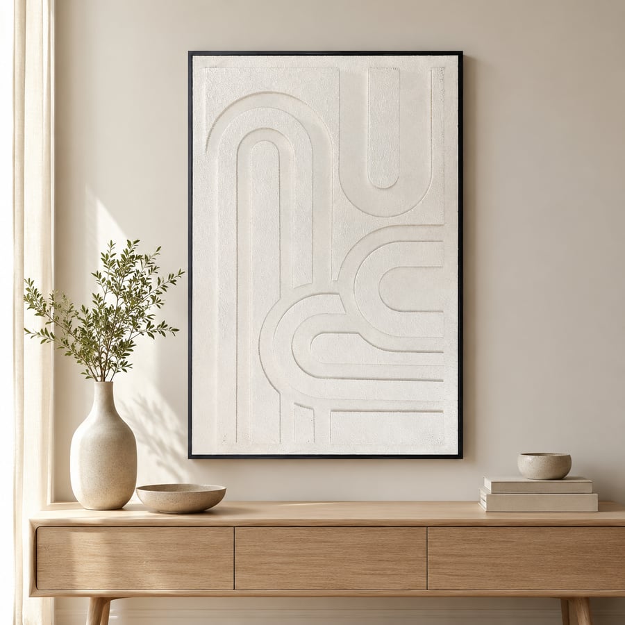 لوحة فنية بإطار أسود مقاس 80 × 120 سم