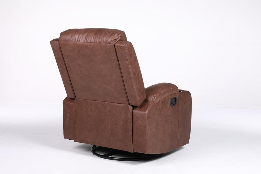 ذا لاونجر The Lounger قماش فايبر (شاموا) بني - كرسي استرخاء دوار هزاز مع حامل أكواب