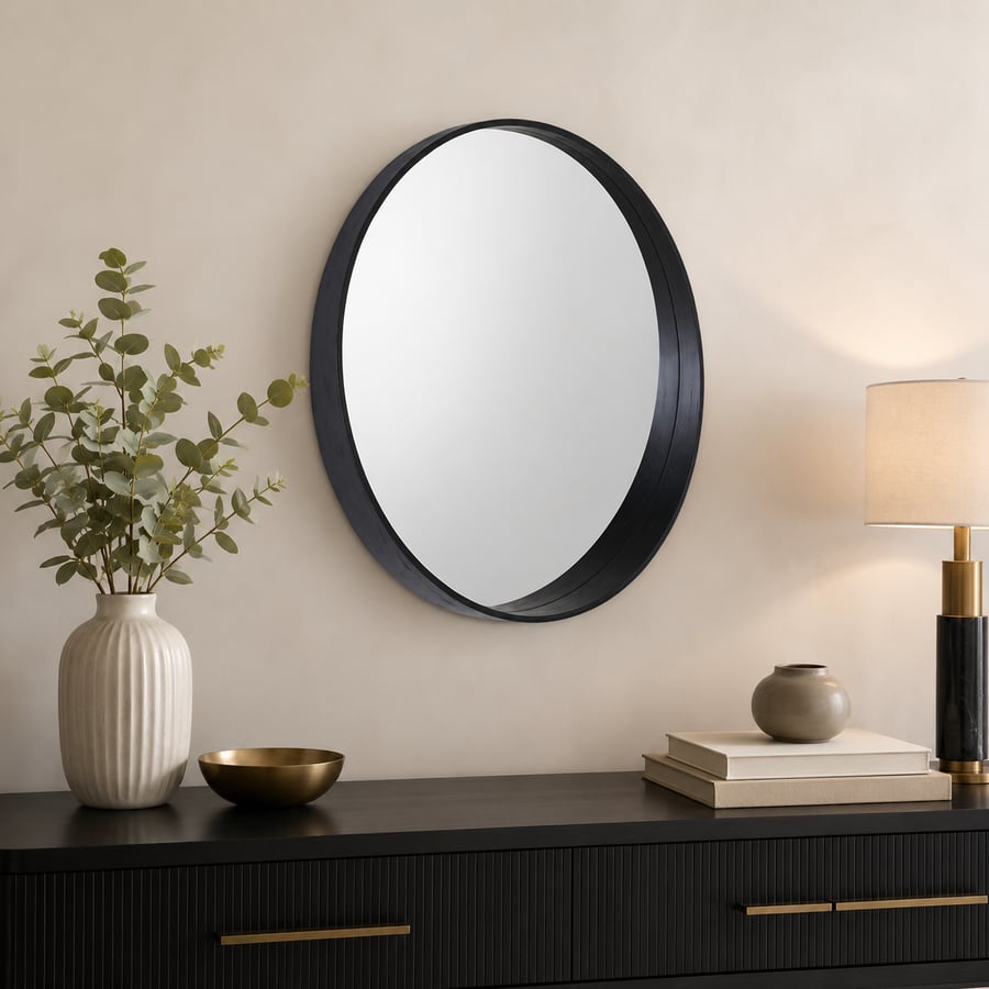 مراية حائط بأطار اسودمقاس 80 × 80 سم