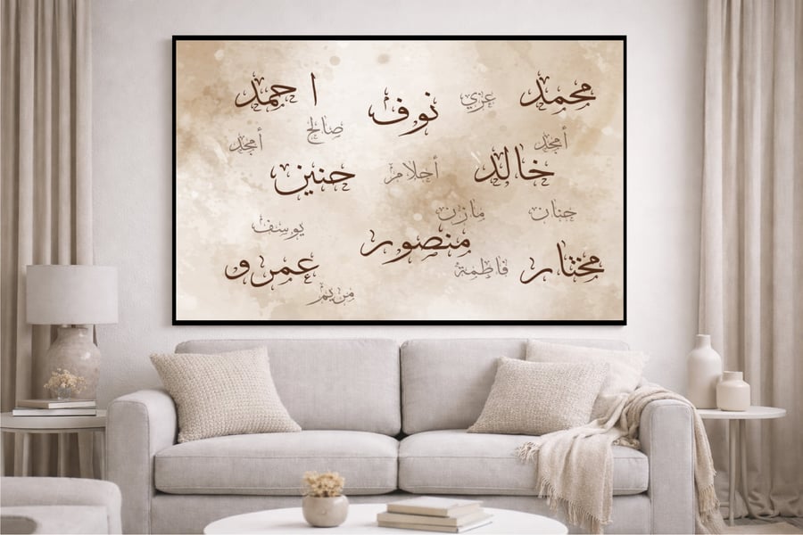 لوحات كانفس حسب الاسم "لوحة أسماء العائلة التراثية"(طباعة)