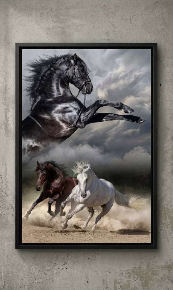 لوحات فنية للخيل "عاصفة الخيول الأسطورية"(طباعة)