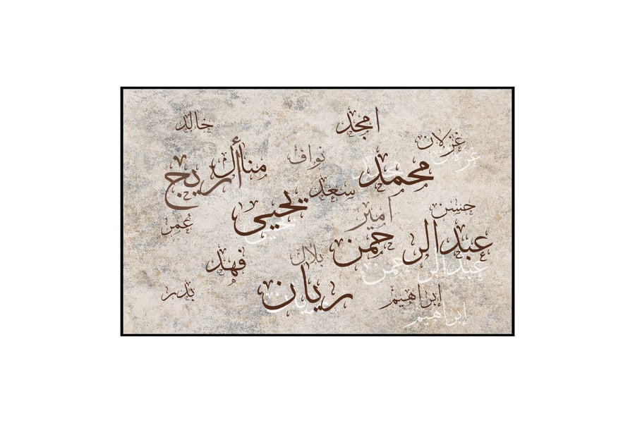 لوحات اسماء العائلة كانفس سحابة الأسماء (طباعة) حسب الطلب