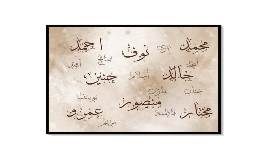 لوحات كانفس حسب الاسم "لوحة أسماء العائلة التراثية"(طباعة)