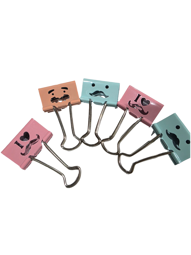 هذه مشابك أوراق معدنية Binder Clips ملونة بتصاميم كرتونية مفرغة مثل