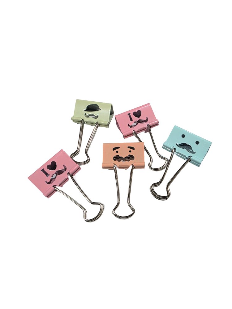 هذه مشابك أوراق معدنية Binder Clips ملونة بتصاميم كرتونية مفرغة مثل