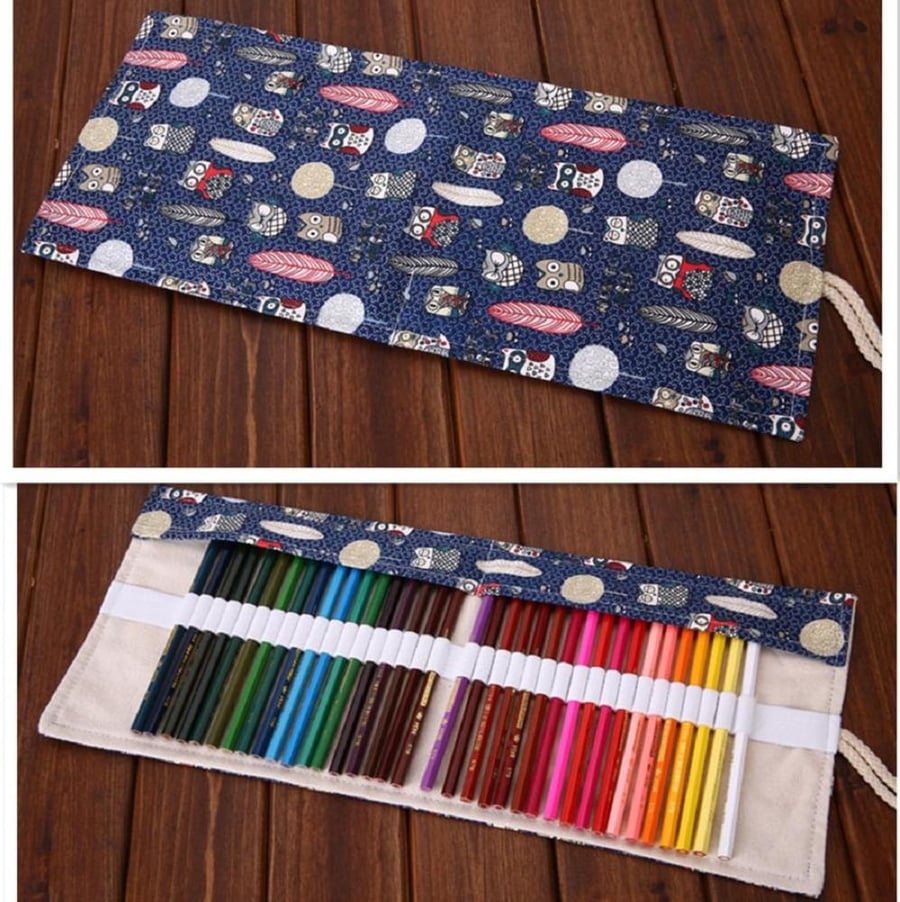 هذه حافظة أقلام قماشية قابلة للطي Roll up pencil case بتصميم نقوش ال