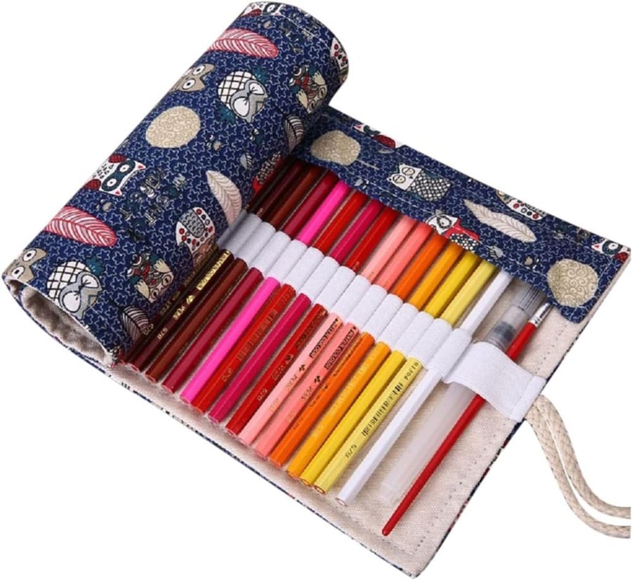 هذه حافظة أقلام قماشية قابلة للطي Roll up pencil case بتصميم نقوش ال