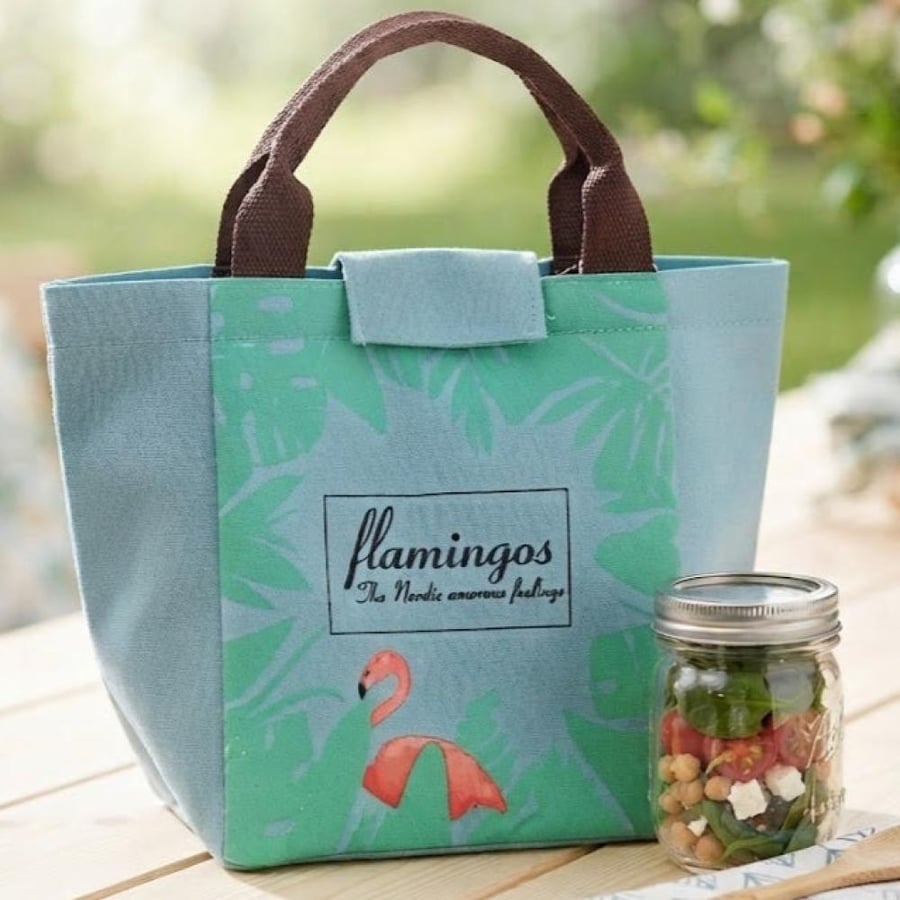 هذا المنتج عبارة عن حقيبة غداء Lunch Bag قماشية بلون أخضر فاتح وأزرق