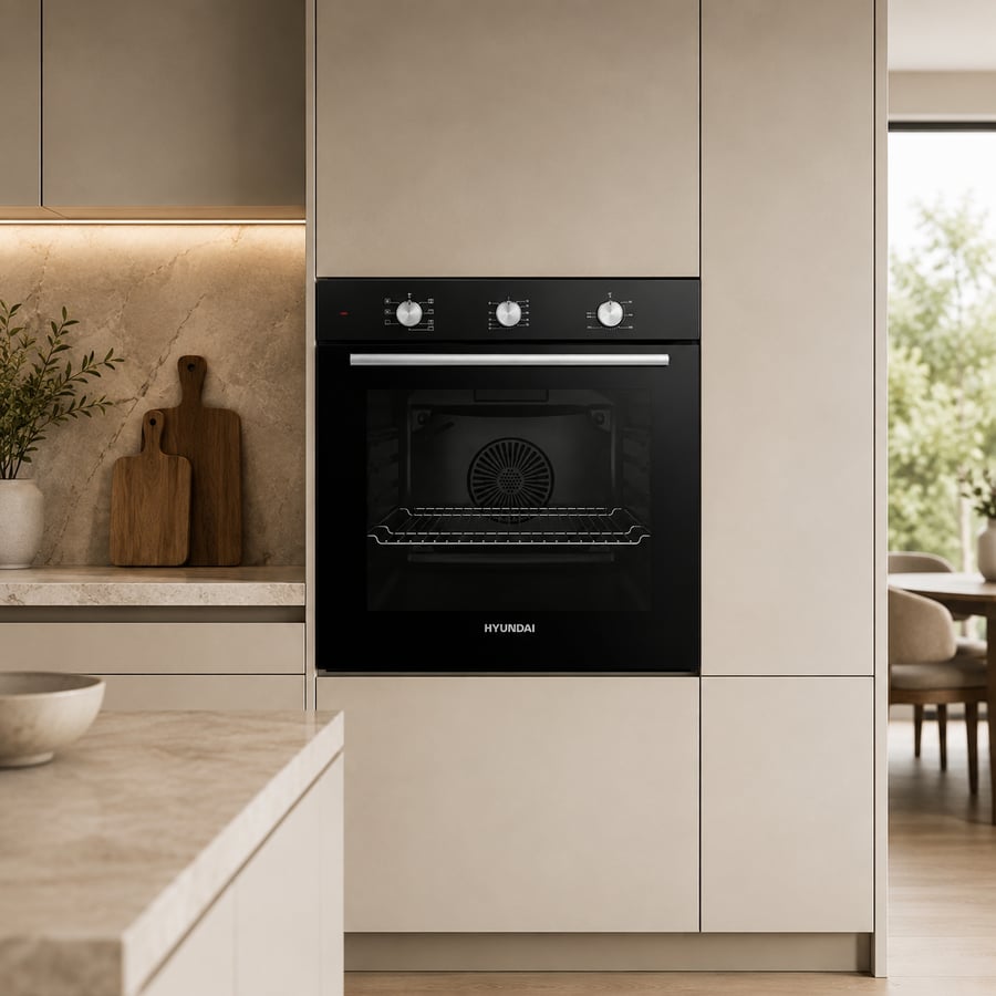 هيونداي فرن كهربائي 8 وظائف تذويب المجمدات تايمر باب الفرن مزود بطبقتين زجاج زجاج عاكس للحرارة مروحة تبريد داخلية مروحة