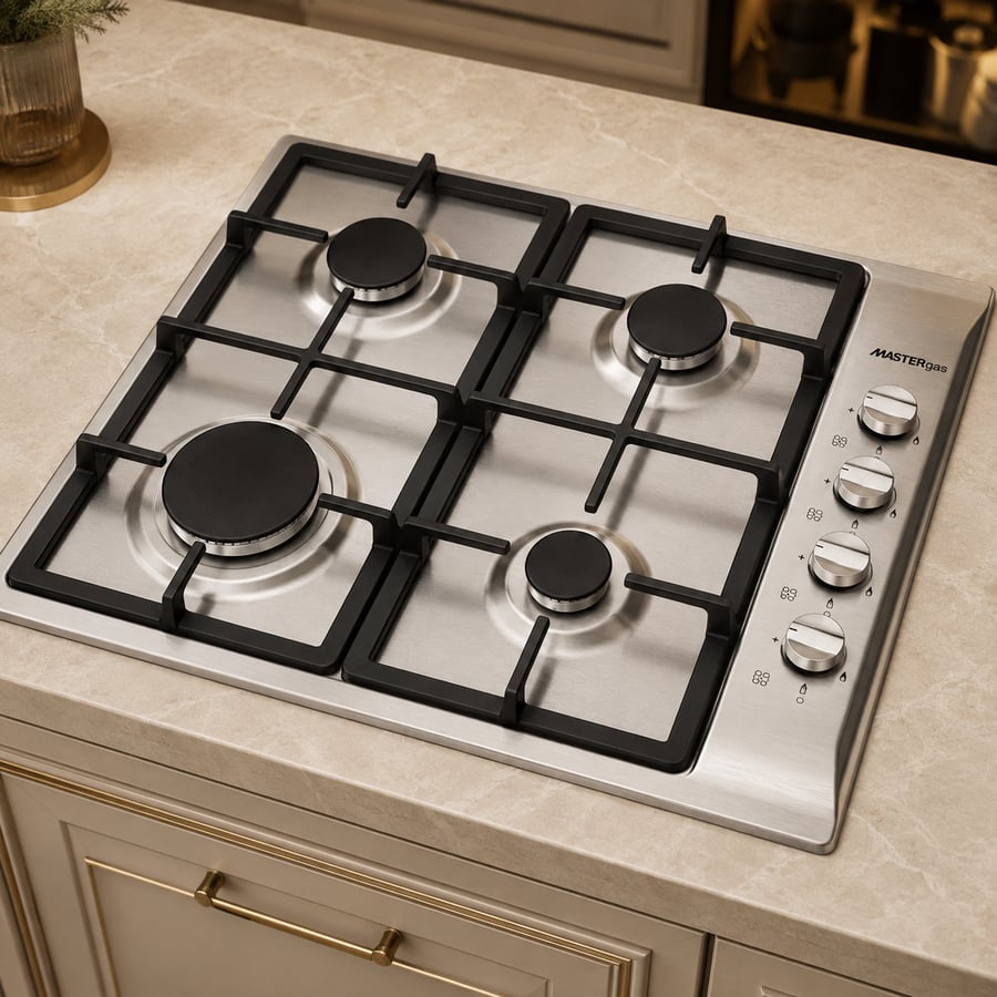 ماستر جاز سطح بلت ان 60 سم إيطالي 4 شعلات غاز إشعال ذاتي صمام أمان - H64GLCX