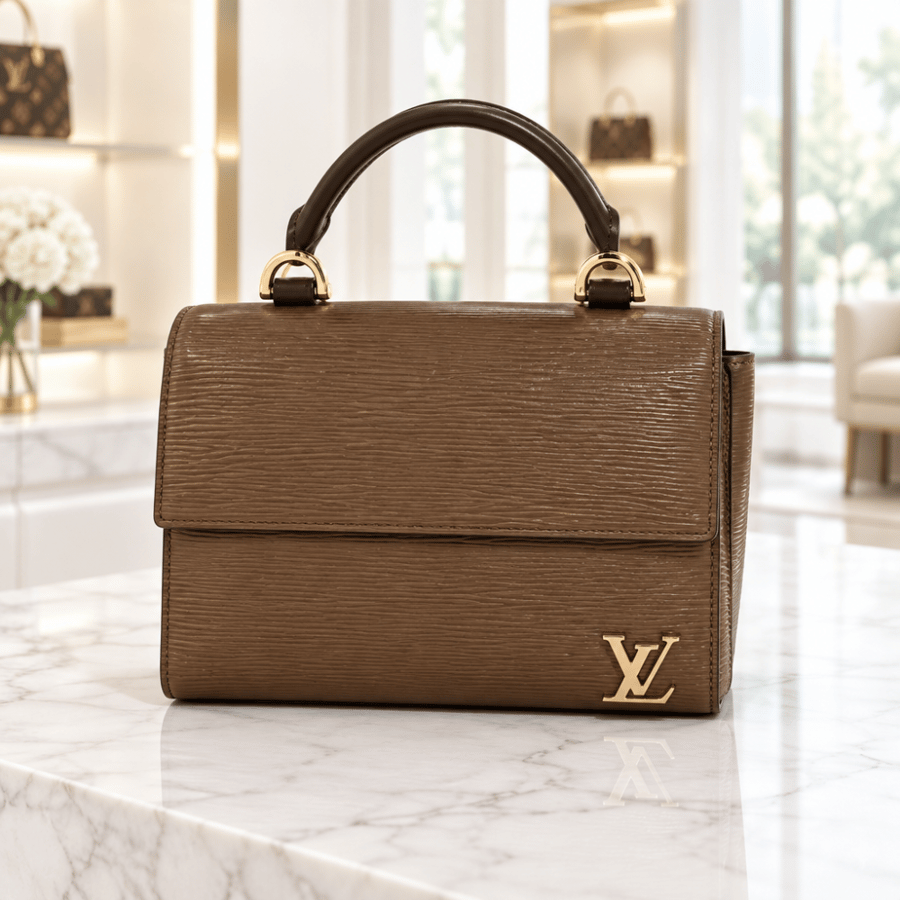حقيبة يد نسائية بني ترابي -Louis Vuitton  خامة جلد مزخرف