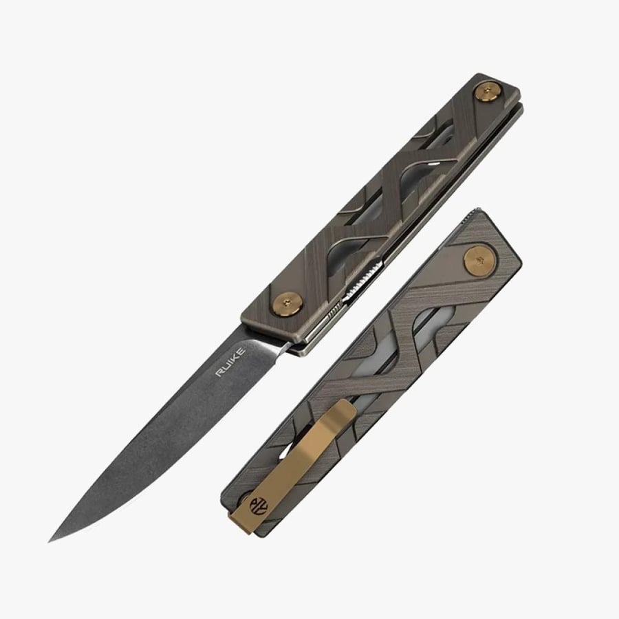 رويك سكين مطوي رمادي-ذهبي - P878-AK