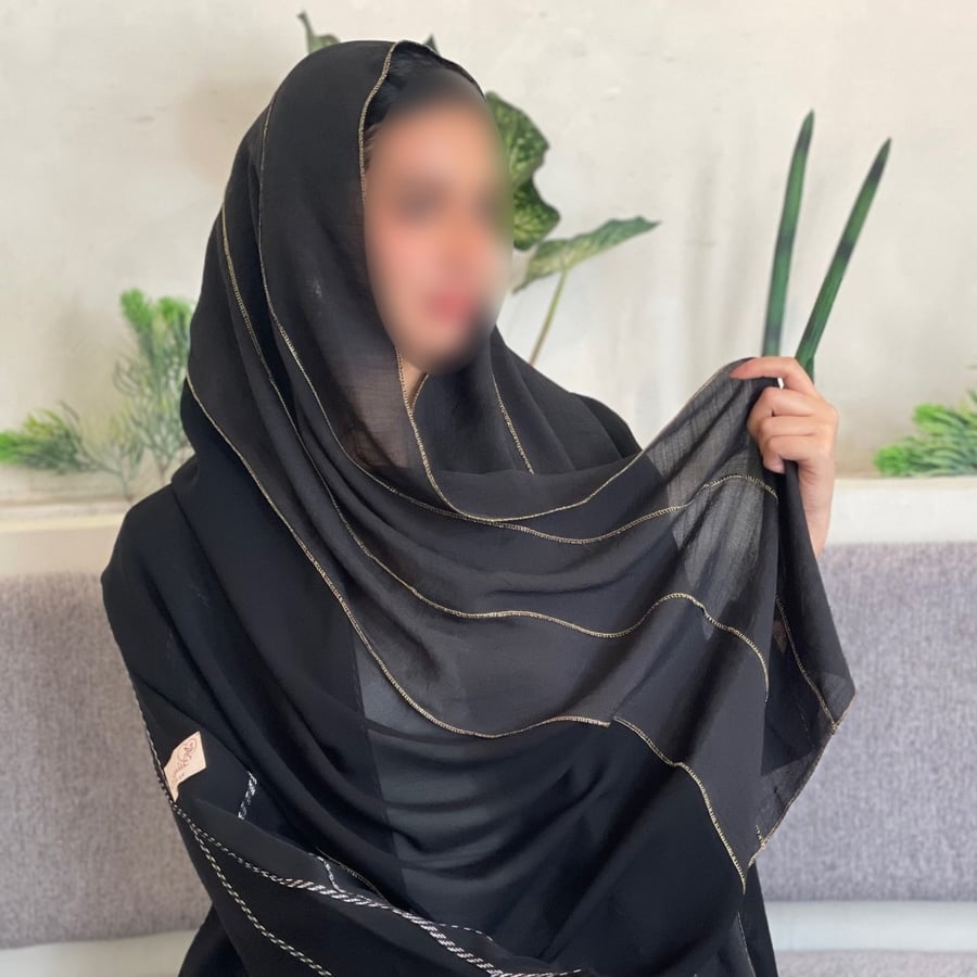 طرحة سودة بالذهبي - طرح عشوقه - طرح سعودية