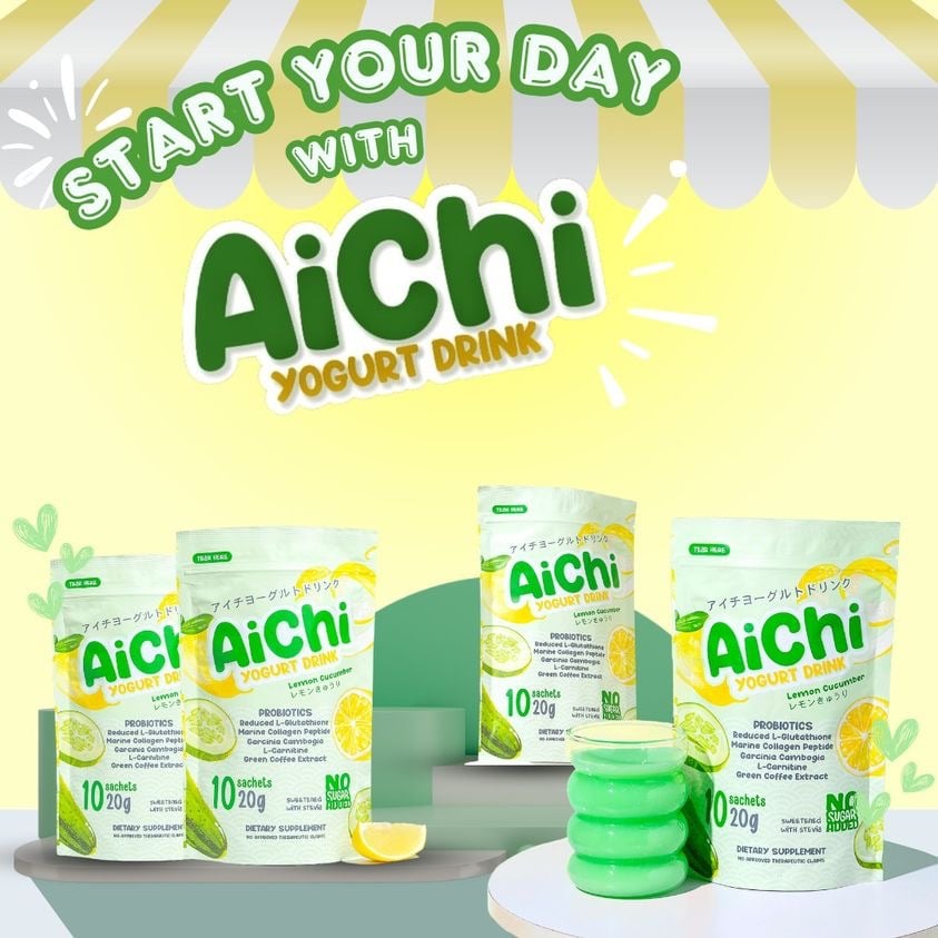 عبوة مشروب زبادي آيتشي Aichi 10 ظرف بلقطة مقربة توضح تفاصيل الملصق