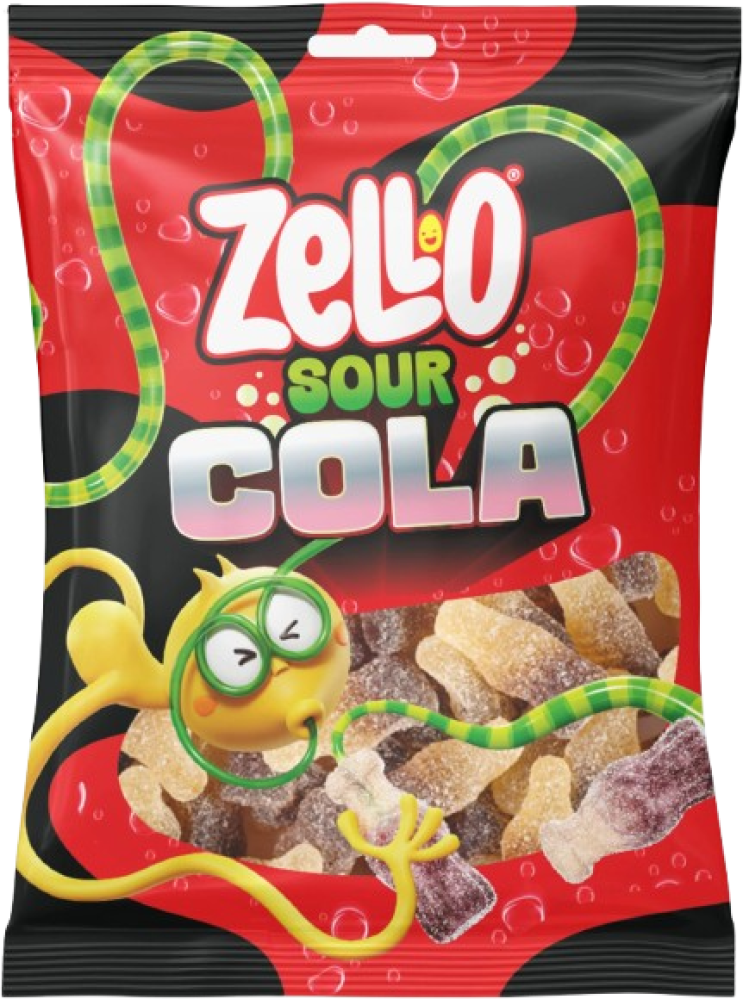 حلوى جيلي زيلو بنكهة الكولا الحامضة 80 جم
